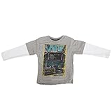 ベビー・赤ちゃん・キッズ・子供用 ボーイズ コットンリッチ 長袖Tシャツ カットソー トップス 男の子 (9-12ヶ月) (グレー/ホワイト)