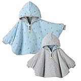 （ガオルイ）Gaorui　ベビーマント　無袖 アウター パーカー コウモリ型マント　新生児～3歳頃まで使用可能 コート　可愛いデザイン ゆったり　シンプル ホワイト　ピンク　グレー　ブルー　80・10