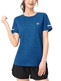[TACVASEN] レディース スポーツTシャツ 速乾 無地 ランニング トレーニング用 ティーシャツ ハイキング フィットネスTシャツ ジムシャツ テニスウェア ミディアムブルー 3XL