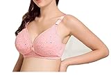 小さな 蝶が ラブリー マタニティ 授乳 兼用 ブラ ハーフトップ フロントオープン 綿 ブラジャー (40, ピンク)