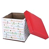 JEFEE 収納スツール 折りたたみ式 ストレージチェア オットマン PUレザー 合皮 (レッド)