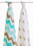 2 PACK!!! Organic Cotton Premium Muslin Blanket by LAT BABY -- Great Baby Gift Set (coffee) by LAT B