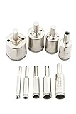 ホールソー ガラス タイル 穴あけ ダイヤモンド コアビット 9個 セット 6 8 10 12 14 18 20 25 30mm