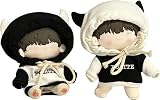 AXLUCE ぬい服-ぬいぐるみ-服-20cm パーカー 人形 (ブラック帽子+ホワイト帽子, 20cmぬいぐるみ用)