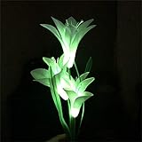 ソーラーフラワーライト led 造花 ソーラー 百合　ユリ ガーデンライト 電気代不要 1本 埋め込み式 屋外 芝生 玄関 庭園灯 夜もお庭を彩ります フラワーライト夜景ライト インテリア飾り ロマン