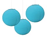 Amscan Party Perfect Round Paper Lanterns Decorations (3 Piece), Blue, 9 1/2" [並行輸入品]