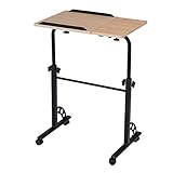 Costway ノートパソコンデスク サイドテーブル テーブル キャスター付き 高さ/角度調節可能 幅60ｘ奥行40ｘ高さ74～88cm (キャスターあり/分割式天板)