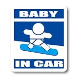 わーるどくらふと BABY IN CAR スノボ・スノーボードバージョンA 　青板　ステッカー （あお）