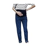 Cozy Maker（C&M）マタニティ パンツ ズボン デニム ジーンズ 産前産後 レディース 妊婦 ポケット付き 楽チン カジュアル 大きいサイズ おしゃれ (M, ダークブルー)