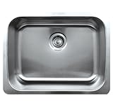 Whitehaus WHNU2318-BSS Noah's Collection 23-1/2-Inch Single Bowl Undermount Kitchen Sink, Brushed St