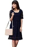 Sweet Mommy 透け感ドレス 柔らか総レース フロントリボン ワンピース マタニティ/授乳服 M ネイビー