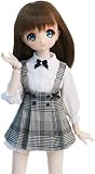 【Petite Marie】 1/3 MDD対応 ジャンパースカート 黒リボン付き 白ブラウス 2点セット 白黒チェック ブリティッシュ グレンチェック ジャンスカ 40cm ドール BJD 人形服 【プティットマリエ】 [No.0149]