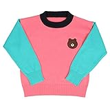 MNBS　キッズ　ニットセーター　カットソー　子供服 男の子　女の子 丸首 長袖 配色 こども スクールセーター カジュアル 秋冬 長袖 ピンク　90cm