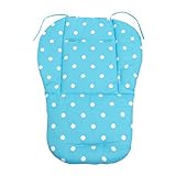 Demiawaking ベビーカー シート クッション 綿100％ ソフト 快適 やわらか 洗える お手入れ簡単 (ブルー)