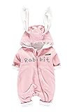 (コ-ランド) Co-land ベビー服 ロンパース カバーオール 着ぐるみ ウサギ ジッパー 女の子 男の子 連体コート 可愛い 前開き 73 ピンク