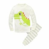 Gold treasure綿100%子供パジャマ長袖 キッズ 漫画の赤ちゃん恐竜 寝間着2-7歳 (100cm(4歳))