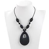 Mamaluna Stylish Silicone Oval Pendant Teether for mom to wear - Baby Teething Gum Massager Food Gra