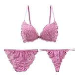 [Mon cher pigeon*] ブラジャー ショーツ セット Tバック 3点 モンシェルピジョン ト(MP-モーヴピンク、A75-M)