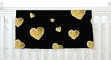 KESS InHouse Robin Dickinson Floating Hearts Gold Black Fleece Baby Blanket 40 x 30 [並行輸入品]