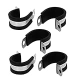 uxcell EPDMラバーライニングPクリップ ゴム 304ステンレス鋼 ケーブルマウント ホースクリップ 26mm 5個入り