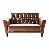 2人掛け　レトロモダン　ミッドセンチュリー　 レザーソファ　ブラウン