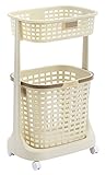 【ランドリーバスケット】２段ランドリーバスケット(ミルクティー）
