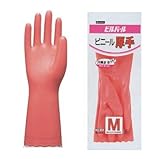 オカモト/ビニール手袋 ビルパール厚手 [10双入]/品番:NO-002 サイズ：M カラー：ピンク
