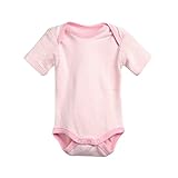LIVING CRAFTS オーガニックコットン 100% ベビー 半袖 ボディスーツ ピンク ストライプ サイズ 74/80 ( 80 )