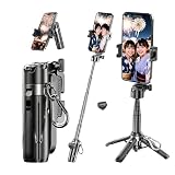 自撮り棒 充電式・4in1万能モデル スマホスタンド 卓上 収納 11.5cm アルミ合金製 高い安定感 スマホ 三脚 キーホルダー付き スマホ撮影スタンド 四脚/一脚兼用 リモコン付き ミニ じどり棒 軽量 iphone & android対応 セルカ棒 持ち運び便利 自撮り/live配信/旅行/結婚式/花火大会/コンサートに最適