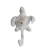メタル装飾壁フックアンティーク調ホワイト仕上げCast Iron Sea Turtle壁フック5インチ高さ5 x 3.5 X 1.5インチホワイトモデル# 30091