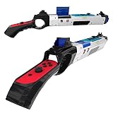 Switch Sports ゲームガン シューティングゲーム 銃型 アクセサリー Switch/Switch OLED Joy-Con用 体感スポーツ グリップ 分体式 取り外し可能 ゲームカード4枚収納 対戦実装 没入感体験 (1個入り)