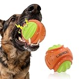 LaRoo 犬 おもちゃ 音が鳴る 犬 ボール 高弾力 ペット用 噛むおもちゃ 歯磨き ストレス解消 運動 水遊び 中型・大型犬用 耐久性 TPR ゴム製 屋内屋外兼用 （7.6cm,オレンジ）