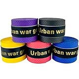 グリップテープ 5個セット (5色セット・黒・赤・青・紫・黄・など各色セットあり) ドライ多孔 オーバーグリップ テニス バドミントン 他 (ブルー)