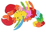 Yuelian(TM) 子供知育玩具 幼児 木製のおもちゃ 玩具 アルファベットや数字 アニマル 動物 蠍 サソリ 遊具 木製パズル 組み合わせ