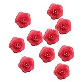 Perfk 10個全13色 結婚式 人工造花 花部分のみ パーティー 装飾用 帽子/服装/カバン アクセサリー シルクバラ 4cm - レッド