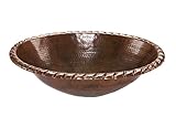 Premier Copper Products LO19RRDB Oval Roped Rim Self Rimming Hammered Copper Sink, Oil Rubbed Bronze