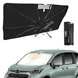 新型 シエンタ 10系 3代目 専用 傘型サンシェード 車種専用設計 360°回転可能 遮光 断熱UVカット フロントガラス用 10本骨グラスファイバー ワンタッチ収納 取付簡単 収納袋付き（SIENTA 10系 2022年-現行対応）