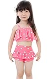 Plus Nao(プラスナオ) 子供用水着 女の子用 ビキニ タンキニ セパレート ハート＆チェリー キッズ ベビー ジュニア 水着 フリル付き ショー ピンク 3XL