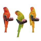 B Baosity 樹脂　オウムバゲレイガル　鳥動物　ガーデン　庭　ホーム装飾吊るす　３個　可愛い