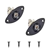 1/4インチ 楕円形 凹み付き エレキギタージャック 出力プレート ソケット ジャックプレート ブラック (2個パック)