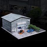 Bivitre 1/64 ジオラマ ディスプレーケース ガレージ LEDライト付き - Hot Wheels Matchbox Mini GT ダイキャストカー対応 1:64モデルカーディスプレイ&ショーオフ用 (FactoryC)