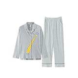 ALUP- 秋と冬 - パジャマホームサービス漫画ストライプカーディガン綿スーツ ( 色 : 緑 , サイズ さいず : L l )