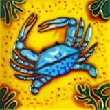 ブルーCrab装飾セラミック壁アートタイル6 x 6
