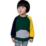 キッズ スモック 保育園 子供 お食事エプロン 長袖 コットン 切り替え 通園グッズ 男の子 (110(身長100-110cm), グリーン)