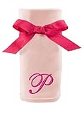 Princess Linens Embroidered Pink Initial Cotton Knit Blanket, P by Princess Linens