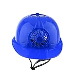 perfk 冷却ファン　安全ヘルメット　ソーラーパワー　工事 現場 　熱中症対策　青色