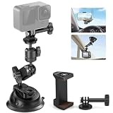 NEEWER 吸盤マウント 車載マウント iPhoneアクションカメラ用 マジックアーム/360°パン90°チルトボールヘッド付き サクションカップマウント クイックバックルロック 外側フロントガラスカーマウント スマホホルダー/カメラマウントアダプター付き CA029