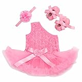 Gmasking 子供ドレス 女の子ワンピース ピンクスカート リボン飾り 3点 セット (XL(12-18Months))