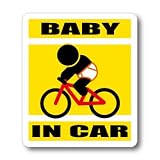わーるどくらふと BABY IN CAR マウンテンバイク MTB バージョン ステッカー （きいろ）