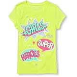 THE CHILDREN'S PLACE(ザ・チルドレンズプレイス) ガールズショートスリーブグリッターコミックバブルグラフィックティ S/Dライムゼスト トップス半袖Tシャツ 5～6歳【並行輸入】